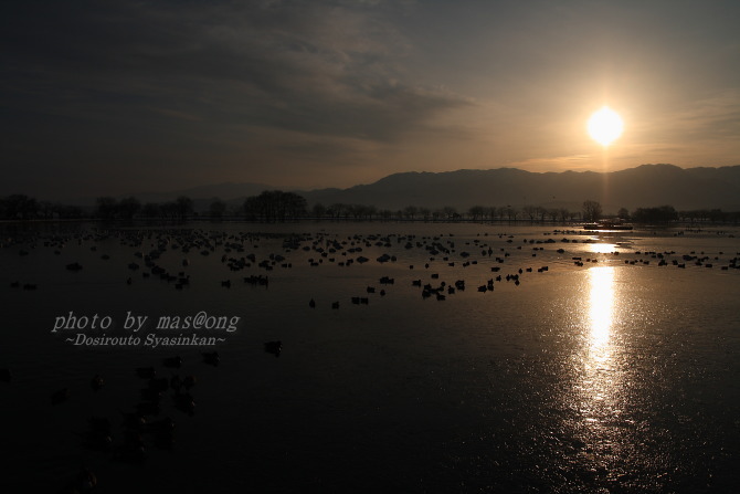 朝焼けの瓢湖